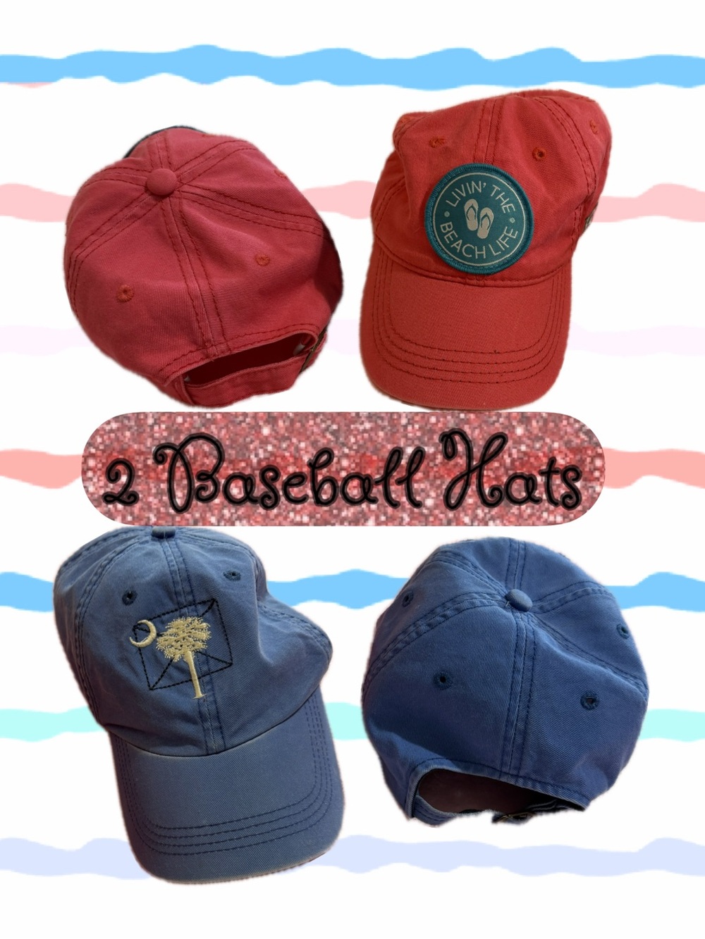 Alternative Apparel & Pavilion Gift Co.  2-Pack Baseball Hats - Red & Blue